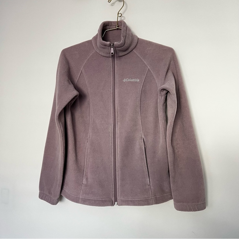 Columbia Women's XS Fleece Jacket Lavender Purple Front Zip Closure Side Pockets